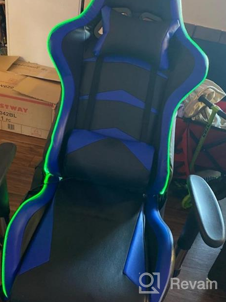 img 1 attached to Goplus Gaming Chair With LED Light And Footrest - Ergonomic High Back Recliner With Handrails And Seat Height Adjustment For Racing And Office Use (Green) review by Danielle Smith