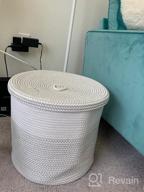 img 1 attached to Organize Your Home With A Large Beige Woven Rope Basket - 16"D X 14"H With Lid For Blanket, Nursery & Toy Storage! review by Lisa Starcher