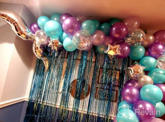 img 1 attached to Mermaid Balloon Garland Kit With 121Pcs Including Mermaid Tail Foil Balloons And Light Blue Foil Fringe Curtain For Under The Sea Party Decorations - JOYYPOP (Silver Color) review by Jacob Brooks