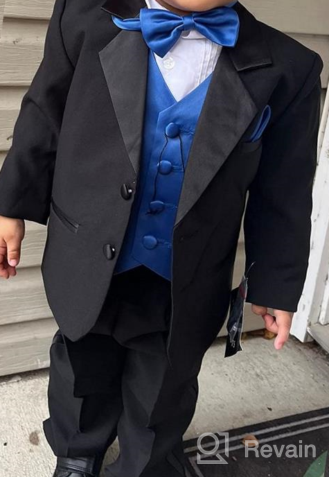 img 1 attached to Little Gents Boys Tuxedo: Sleek Black Boys' Clothing for Special Occasions review by Austin Hampton