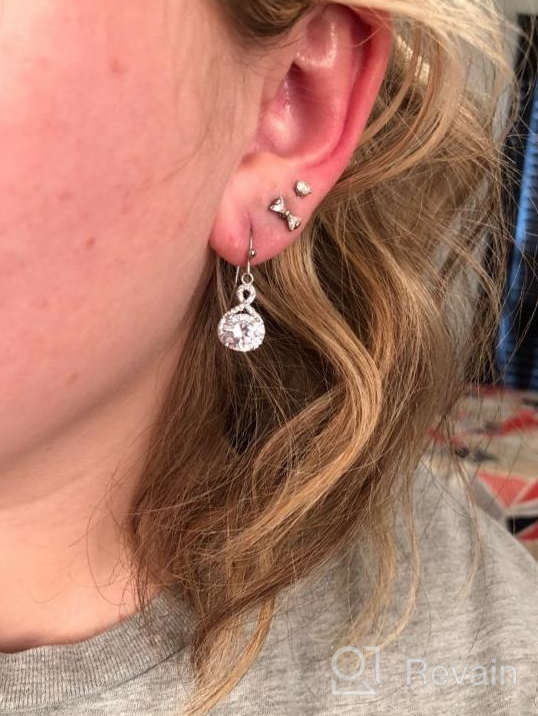 img 1 attached to 💍 Cate & Chloe Alessandra Infinity Halo Drop Earrings - 18k White Gold Plated Silver CZ Crystal Dangle Earrings with Round Diamond Cubic Zirconia - Perfect for Special Occasions review by Jon Estell