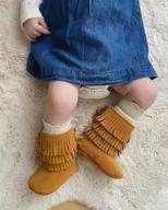 img 1 attached to Leather Fringe Baby Booties For Girls Boys Winter Snow Boots With Tassels Hard Sole Fur Lined Toddler Moccasins Shoes By HONGTEYA review by Robert Bigelow