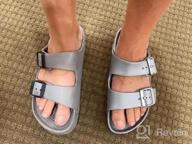 img 1 attached to Adjustable And Comfortable: LUFFYMOMO Women'S Slip-On Double Buckle Sandals With Eva Footbed review by Tony Flugence