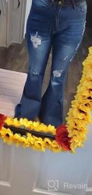 img 6 attached to Женские рваные расклешенные джинсы с эластичной резинкой на талии, расклешенными штанинами и необработанным краем - лестные женские джинсы - Denim Pants With Attitude
