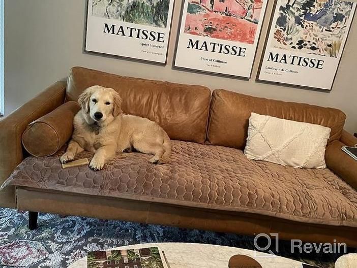 img 1 attached to OstepDecor Sofa Armrest Covers, Backrest Covers, Quilted Sectional Couch Covers, Velvet Sofa Cover For Dogs Cats Pet Love Seat Leather L Shaped, Coffee 36 X 36 Inches review by Katie Peters