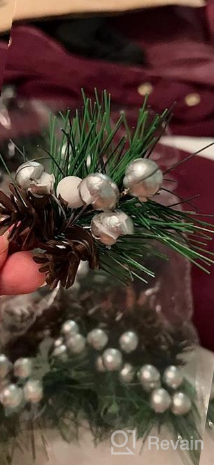img 1 attached to 10Pcs Medium Artificial Pine Picks With Fake Gold Berries, Branches, Cones & Needles For Christmas Party Flower Arrangements Wreaths Xmas Tree Gift Decor review by Shane Miller