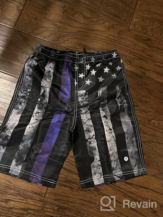 img 1 attached to 🩳 LAIUE Boys' Kids' Short Swim Trunks Grunge Blue Line American Flag Beach Shorts - 3D Printed, Waterproof, Quick Dry Board Shorts review by Michael Adams