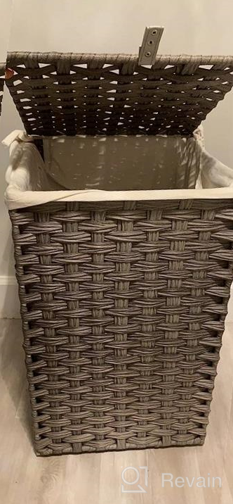 img 1 attached to Greenstell Laundry Hamper: 90L Handwoven Rattan Basket With Lid, Removable Liner Bags & Mesh Laundry Bags For Clothes And Toys In Bathroom And Bedroom - Brown review by Kyle Beaner