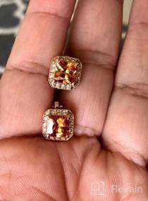 img 5 attached to 18K Gold Plated Vintage Clip On Earrings - Square Cubic Zirconia Austrian Crystal Sparkly Women'S Jewelry