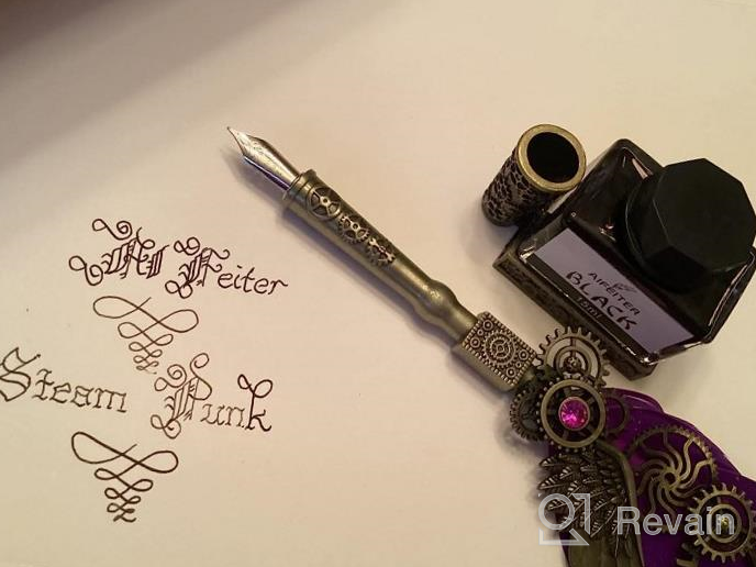 img 1 attached to Aifeiter Calligraphy Pen Set - Deluxe Feather Quill Ink Kit With Notebook, Replaceable Nibs, Stamp, Spoon, Wax Beads, And More review by Shelly Rozendaal