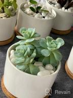 img 1 attached to 🌱 ZOUTOG Mini White Ceramic Succulent Pots with Bamboo Tray - Pack of 6, 3.15 inch Flower Planter Pot - Plants Not Included review by Carlos Jass