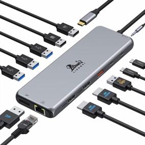 img 4 attached to USB C Docking Station Dual Monitor 13 In 1 Triple Display USB C Hub Multiple Adapter With 2 HDMI+DP+8 USB C/A Ports+Ethernet+Audio, USB C Dongle For MacBook/Dell/HP/Lenovo ThinkPad/Surface
