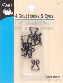 img 2 attached to Pack Of 4 Dritz 97-1 Black-Brass Coat Hook And Eye Closures For Improved Clothing Fastening