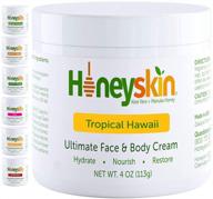 tropical hawaii hydrating face cream and body lotion - moisturizing cream with aloe vera and coconut oil for dry skin, eczema and rosacea relief - wrinkle cream for face - 4oz logo