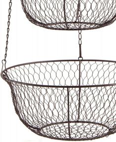 img 2 attached to 3 Tier Bronze Metal Hanging Kitchen Fruit Basket - Country Rustic Heavy Duty Wire Produce, Vegetables And Storage Organizer With Sturdy Ceiling Hook By MyGift