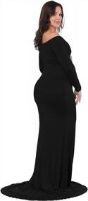 img 1 attached to JustVH Элегантное облегающее платье для беременных с длинным рукавом и V-образным вырезом, облегающее платье макси для фотосессии