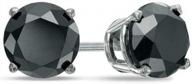 stylish and bold: 2.00 ctw genuine black diamond stud earrings in 14k white gold logo
