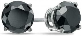 img 2 attached to Stylish And Bold: 2.00 Ctw Genuine Black Diamond Stud Earrings In 14K White Gold