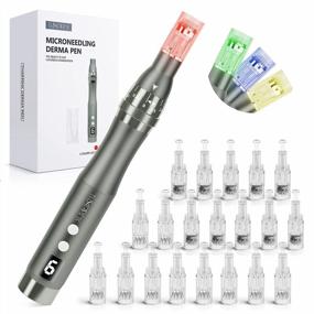 img 4 attached to Adjustable Electric Microneedling Pen With 20 Cartridges - Derma Pen For Face And Body Home Use For Effective Skin Treatment