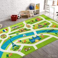 colorful 78x39 kids play mat rug with roads for toy cars - non-slip, no chemical smell backing - ideal for bedroom and kid rooms логотип