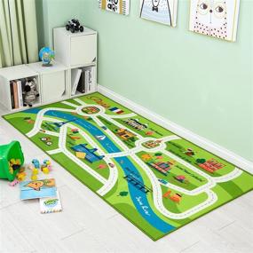 img 3 attached to Colorful 78x39 Kids Play Mat Rug with Roads for Toy Cars - Non-Slip, No Chemical Smell Backing - Ideal for Bedroom and Kid Rooms