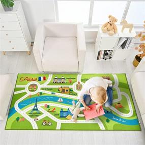 img 2 attached to Colorful 78x39 Kids Play Mat Rug with Roads for Toy Cars - Non-Slip, No Chemical Smell Backing - Ideal for Bedroom and Kid Rooms