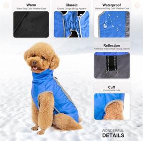 img 2 attached to 🐾 IPORLEER Adjustable Waterproof Dog Rain Coat, Winter Coat for Small & Medium Dogs - Reflective Strip, Soft Thickening Warm Dog Rain & Snow Coat