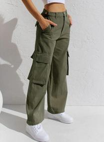 img 2 attached to Women'S EVALESS Cargo Pants: Casual Loose High Waisted Straight Leg Baggy Trousers With Pockets
