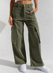 img 1 attached to Women'S EVALESS Cargo Pants: Casual Loose High Waisted Straight Leg Baggy Trousers With Pockets