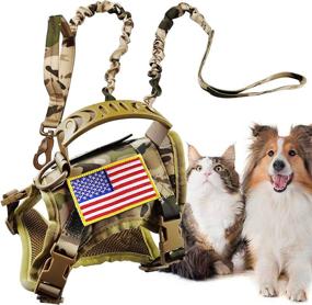 img 4 attached to 🐾 Escape Proof Tactical Cat Harness and Leash - Adjustable Military K9 Pet Vest for Large Cats, Puppies, and Small Dogs - Easy Control and Walks