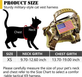 img 1 attached to 🐾 Escape Proof Tactical Cat Harness and Leash - Adjustable Military K9 Pet Vest for Large Cats, Puppies, and Small Dogs - Easy Control and Walks