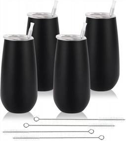 img 4 attached to Double Insulated Champagne Tumbler Set With Lids - 4 Pack Of 6 Oz Stemless Glasses For Toasting And Wine Drinking
