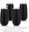 double insulated champagne tumbler set with lids - 4 pack of 6 oz stemless glasses for toasting and wine drinking logo