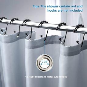 img 2 attached to Hotel Quality Blue Gray Fabric Shower Liner - 2-In-1 72 X 84 Inch Shower Curtain And Liner With 12 Grommet Holes, Waterproof And Machine Washable For Ultimate Bathroom Convenience