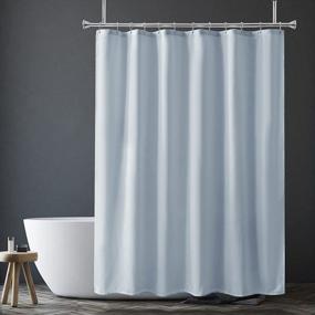 img 4 attached to Hotel Quality Blue Gray Fabric Shower Liner - 2-In-1 72 X 84 Inch Shower Curtain And Liner With 12 Grommet Holes, Waterproof And Machine Washable For Ultimate Bathroom Convenience