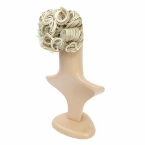 img 1 attached to Beige/Blonde Mixed 24T613# Short Messy Curly Dish Hair Bun Extension By SWACC - Easy Stretch Combs Clip In Ponytail Scrunchie Chignon Tray Hairpieces