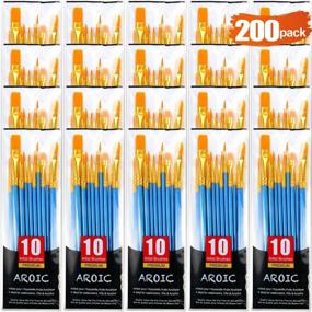 img 4 attached to Premium 200-Piece Acrylic Paint Brush Set: Nylon Hair Brushes 🎨 for Oil and Watercolor, Ideal for Art Painting Enthusiasts - Perfect Gift!