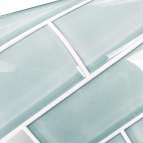 img 1 attached to Transform Your Space With RoomMates Aqua Seaglass Subway Peel & Stick Tile In Blue