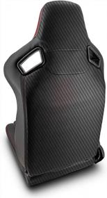 img 2 attached to Pair Of All Black Racing Seats W/Silders - PVC Snake Pattern & Carbon Fiber Style Leather Reclinable