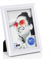 stylish and versatile 5x7 inch picture frames in solid wood by rpjc for table top and wall mounting - white with high definition glass logo