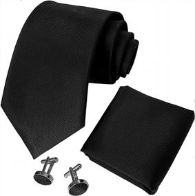 img 4 attached to Complete Your Look: CANGRON Men Solid Tie Set With Pocket Square & Cufflinks - LSC8ZH