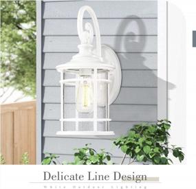 img 3 attached to XE229B WH Emliviar 15.5 Inch White Farmhouse Outdoor Porch Light With Seeded Glass, 1-Light Fixture For House Exteriors