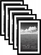set of 5 americanflat 11x17 black picture frames with versatile display options for 9x15 and 11x17 photos - sleek design with plexiglass cover and sawtooth hardware logo
