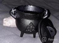 img 1 attached to Cast Iron Cauldron With Lid And Handle - 3.5 Inch Triquetra Incense Smudge Kit Sage Holder Altar Ritual Burning Holder review by Anna Fetzner