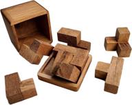 challenge your mind with medium-sized soma cube wood puzzle logo