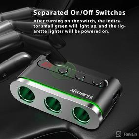 img 2 attached to 2022 Upgraded Car Cigarette Lighter Splitter with Double QC 3.0 USB, 3 Socket Splitter, LED Voltmeter, and Power Switches - Ideal for 12V/24V Outlets