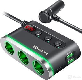 img 4 attached to 2022 Upgraded Car Cigarette Lighter Splitter with Double QC 3.0 USB, 3 Socket Splitter, LED Voltmeter, and Power Switches - Ideal for 12V/24V Outlets