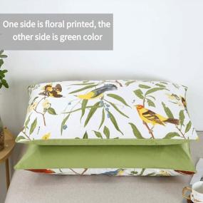 img 1 attached to Add A Touch Of Nature With WINLIFE'S 100% Cotton 1000 Thread Count Pillowcases In Standard Size With Delightful Birds And Green Leaves Print Set Of 2
