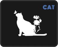 original design cat pattern gaming mouse pad with non-slip rubber base and stitched edges - size: 10.2" x 8.3 logo