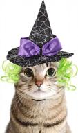 lesypet костюм кошки на хэллоуин, шляпа, шляпа для собаки, шляпа волшебника с зеленым париком для собаки, кошки, косплей на хэллоуин, рождество, вечеринку логотип